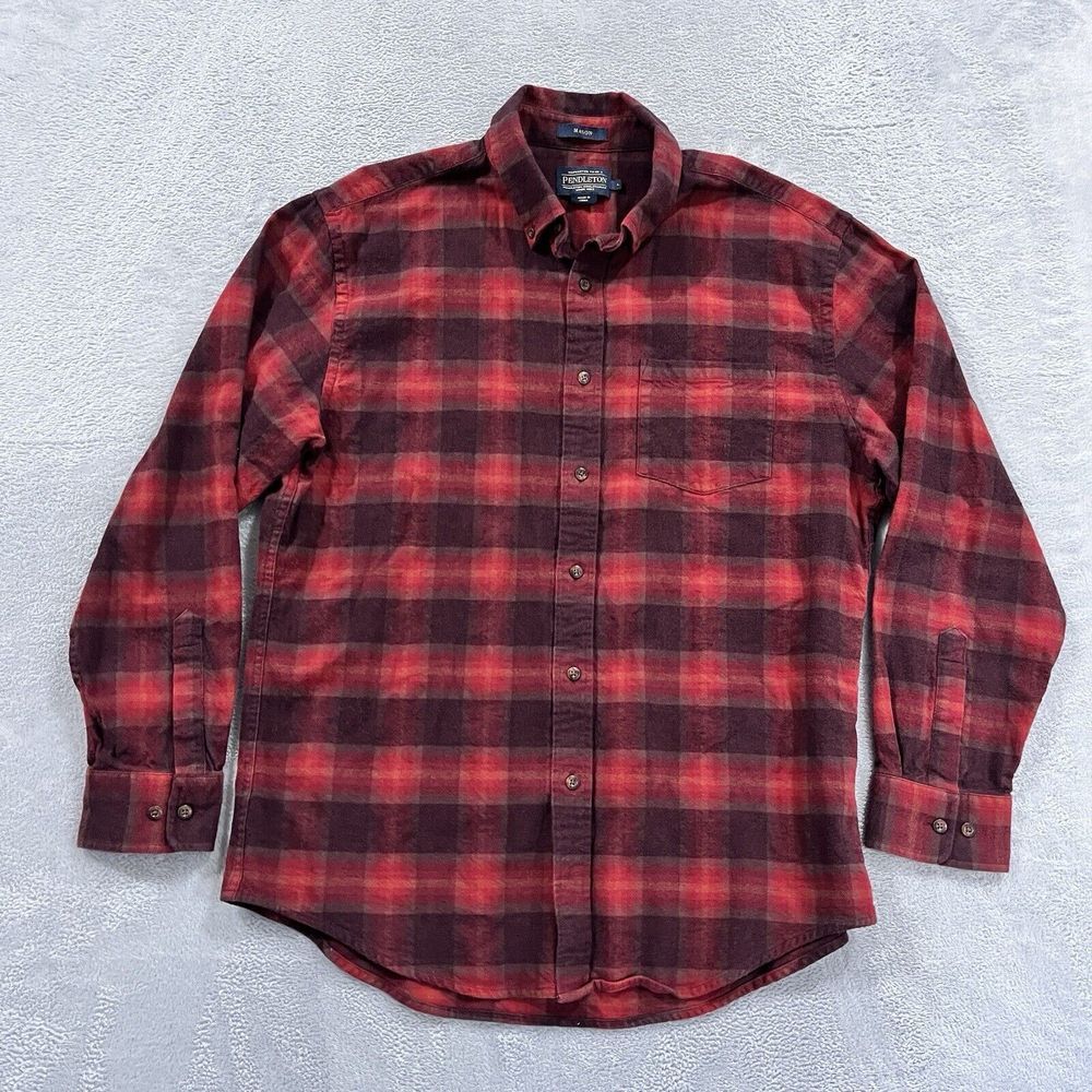Pendleton Mason Shirt Mens‎ L Red Plaid Flannel Classic Long Sleeve Casual